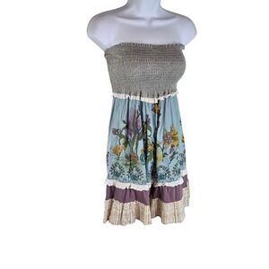 Vtg y2k Scrapbook Originals Coquette Babydoll smocked floral tube top dress